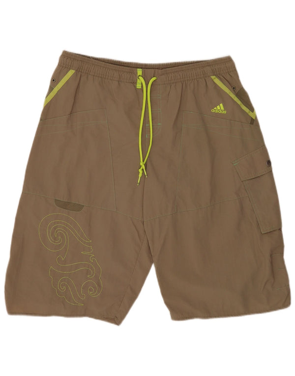 Adidas Mens Graphic Natação Shorts Grande Cáqui Nylon