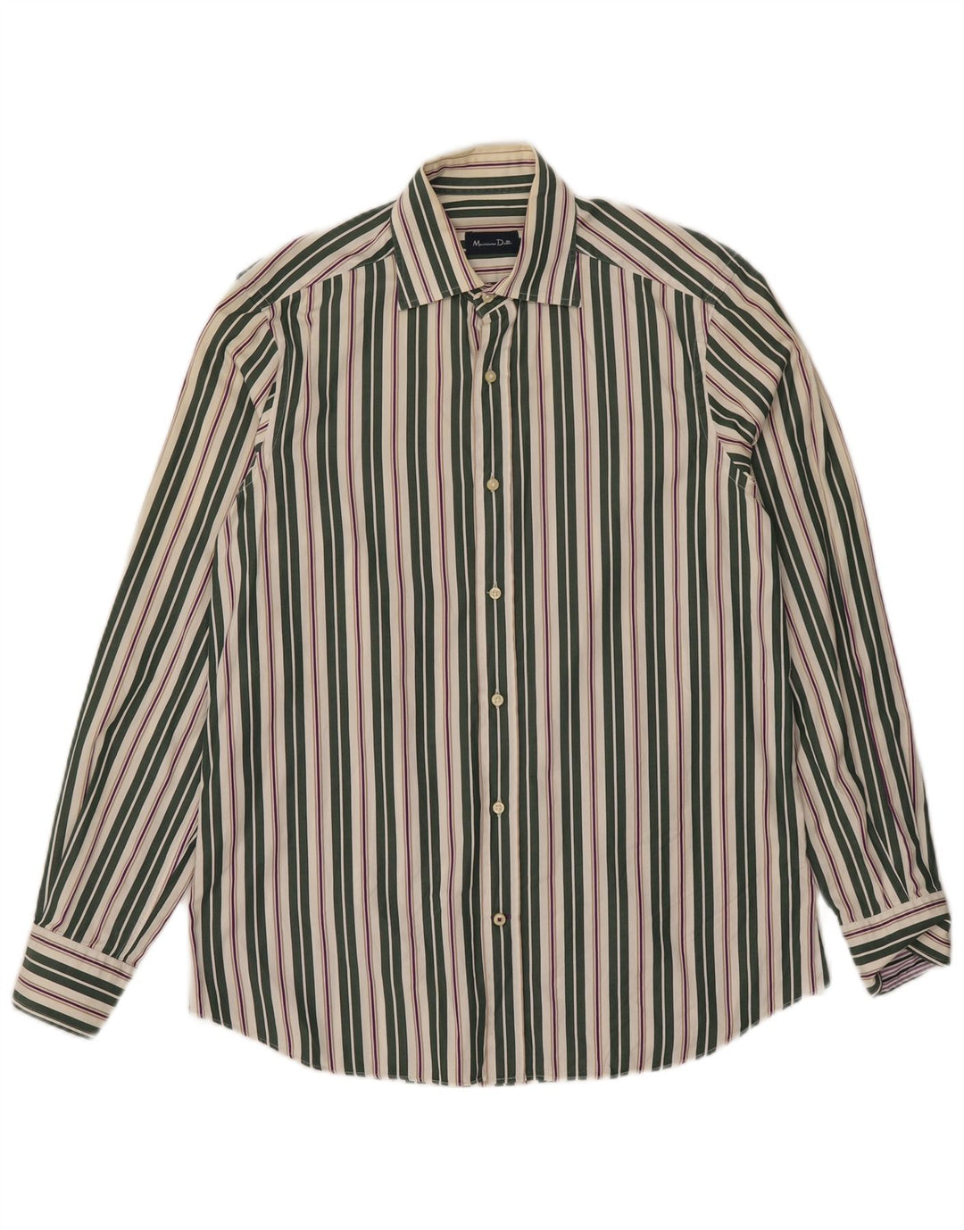 Camisa masculina Massimo Dutti de algodão listrado verde médio