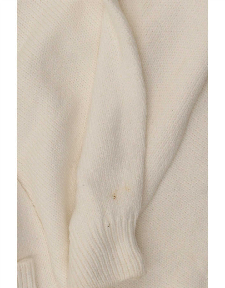 Suéter feminino Marks & Spencer com gola redonda Reino Unido 12 médio branco