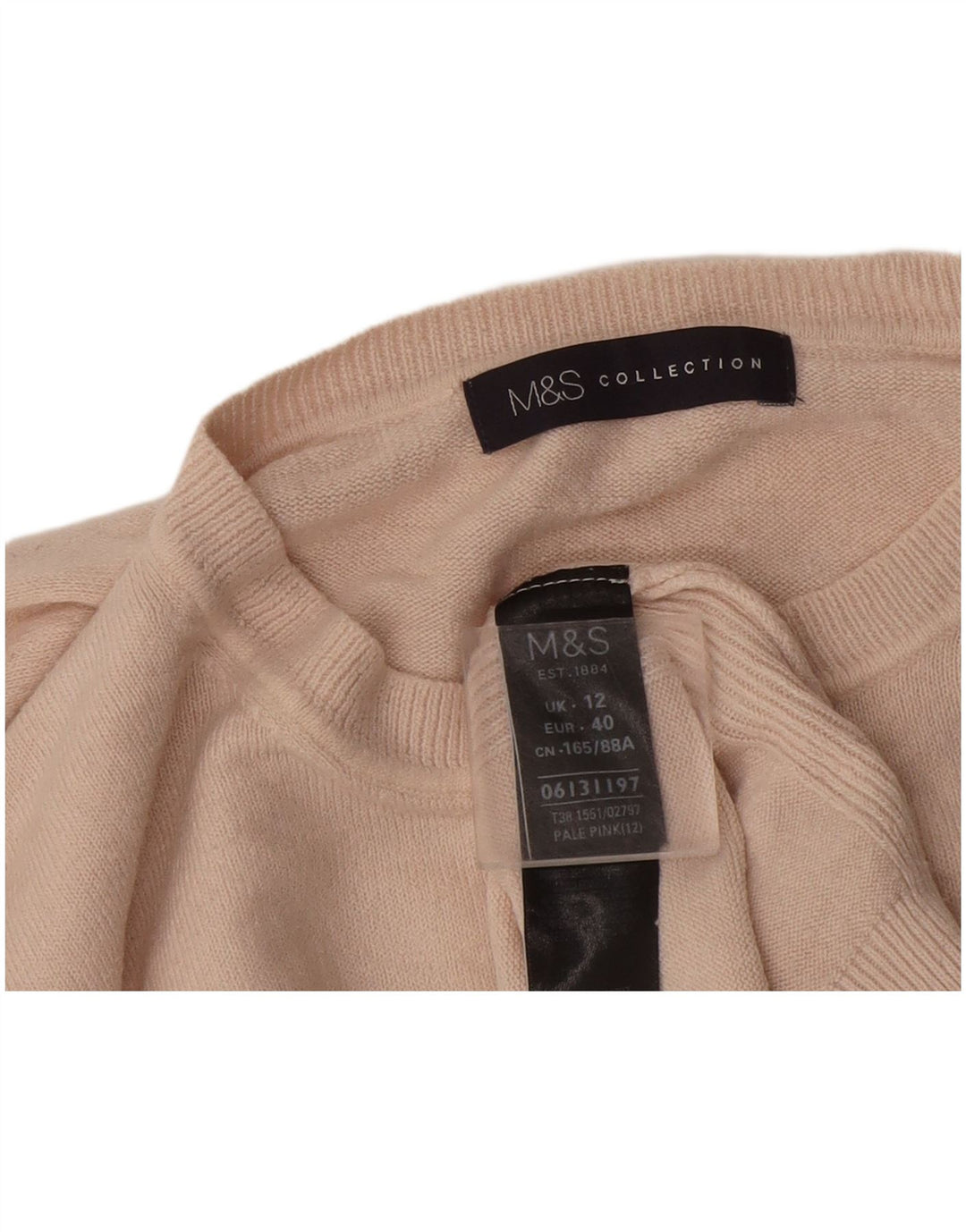 Suéter feminino Marks & Spencer com gola redonda Reino Unido 12 acrílico rosa médio