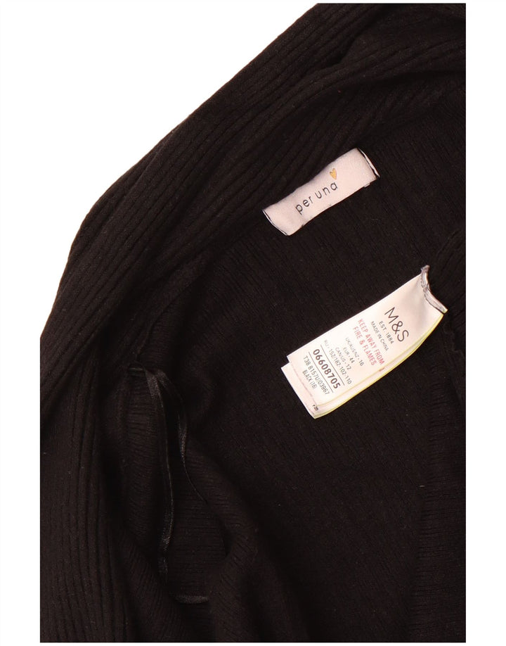 Marks & Spencer Suéter feminino Per Una Open Cardigan Reino Unido 16 Grande Preto