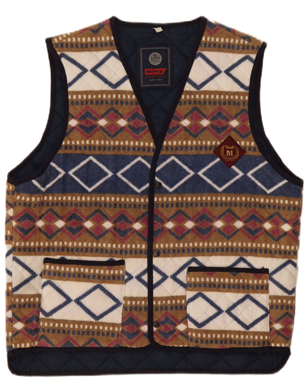 Master Mens Fleece Gilet UK 42 XL Poliéster Geométrico Multicolorido