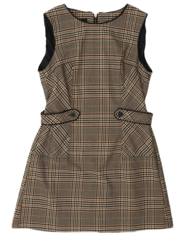 Próximo Vestido feminino sem mangas evasê UK 14 cinza médio Houndstooth