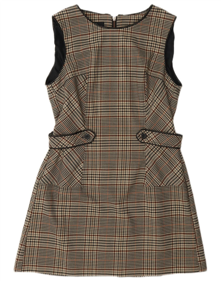 Próximo Vestido feminino sem mangas evasê UK 14 cinza médio Houndstooth