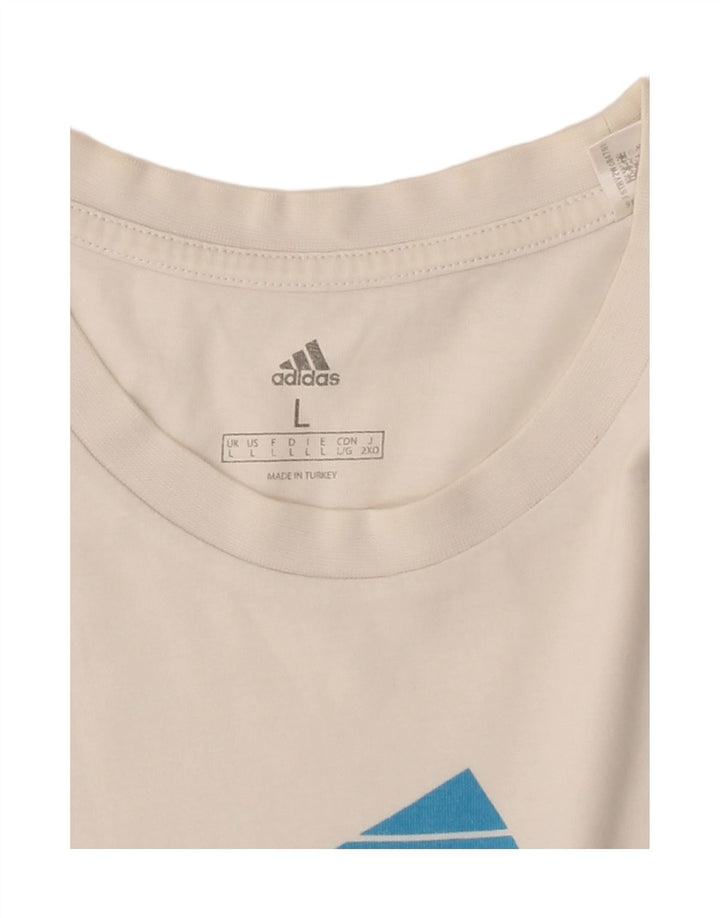 ADIDAS Mens Graphic T-Shirt Top Grande Algodão Branco