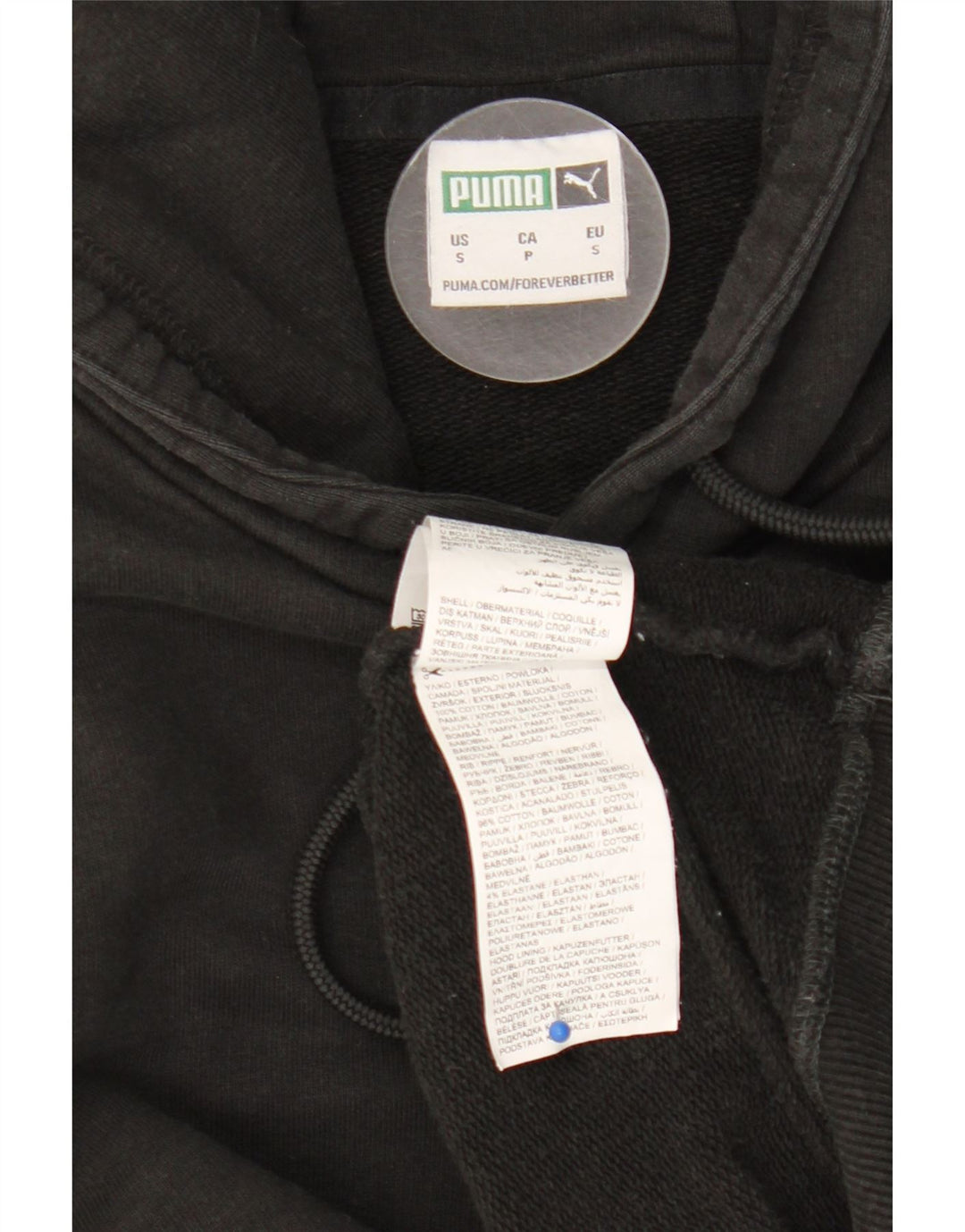Puma Mens Hoodie Jumper Pequeno Algodão Preto