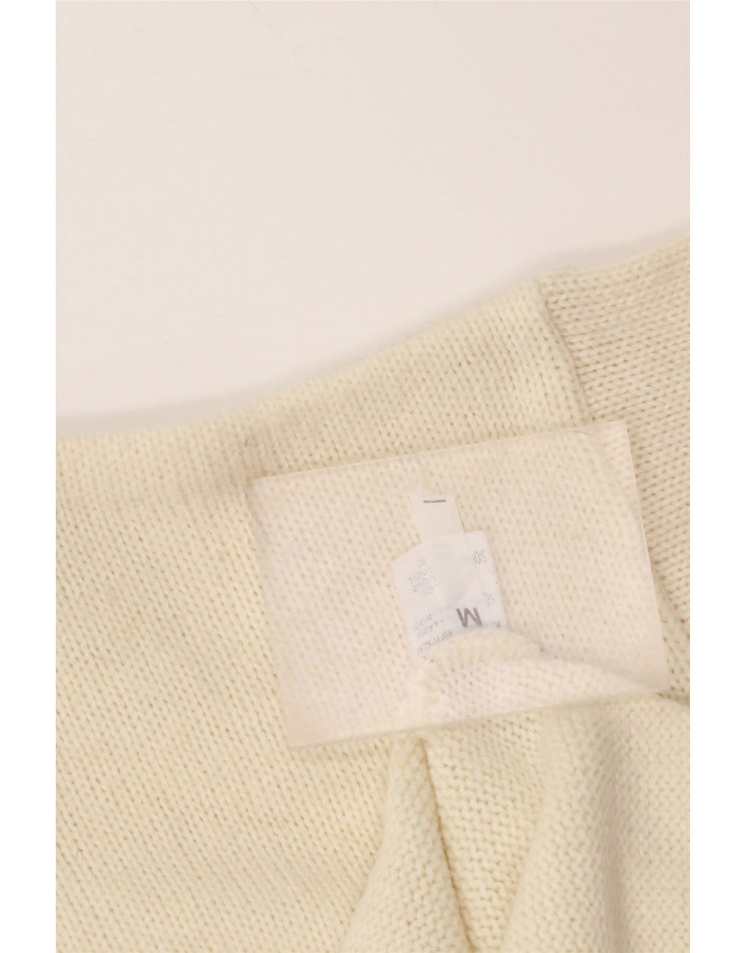 Suéter feminino VINTAGE com gola tartaruga e gola redonda UK 14 médio off white