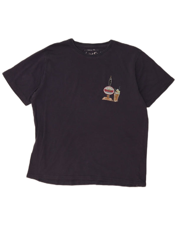 Camiseta gráfica masculina Weird Fish Top XL algodão azul marinho