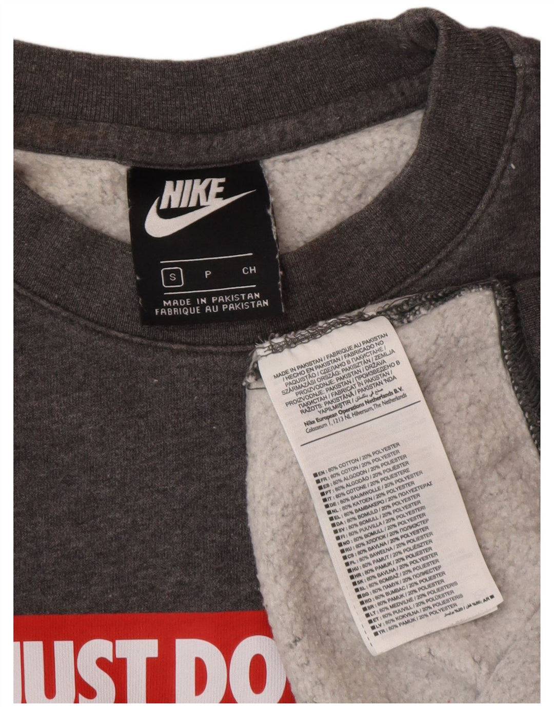 Nike masculino gráfico moletom jumper pequeno algodão cinza