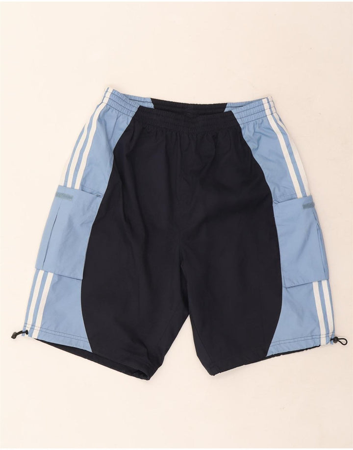Shorts de natação masculino Adidas médio azul marinho colorblock poliéster