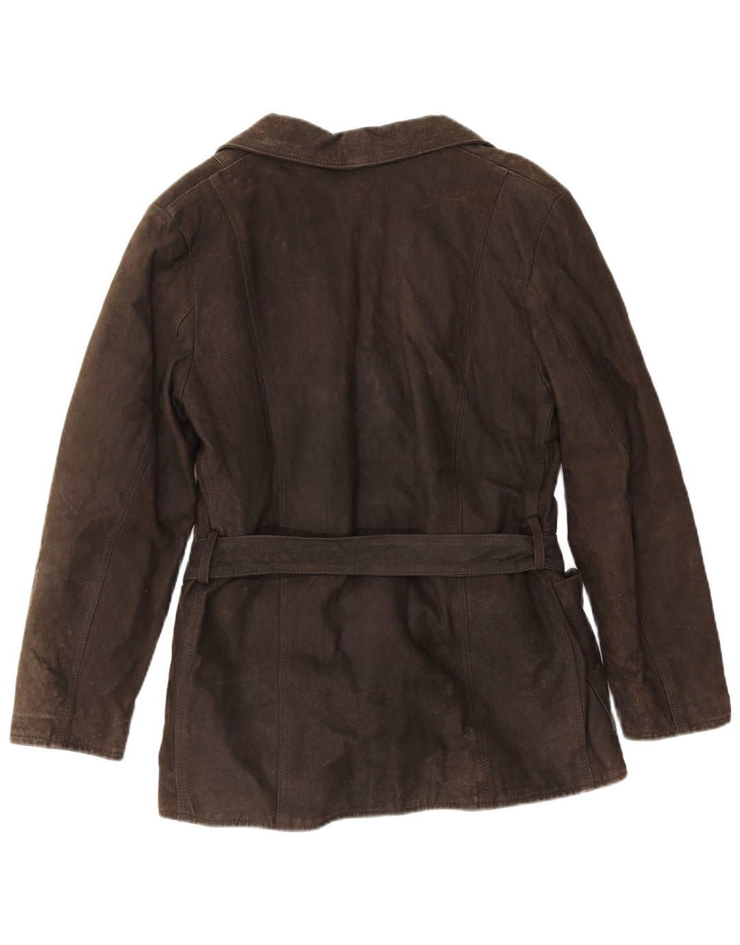 Jaqueta de couro feminina vintage UK 14 marrom médio