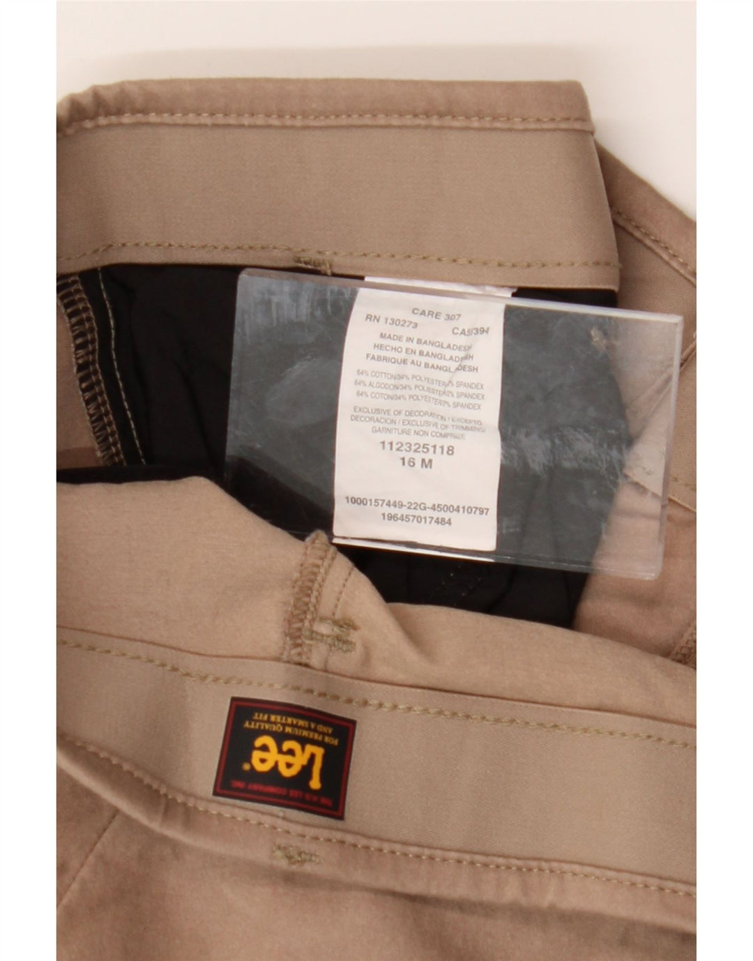 Calça chino feminina LEE reta US 16 XL W36 L30 algodão bege