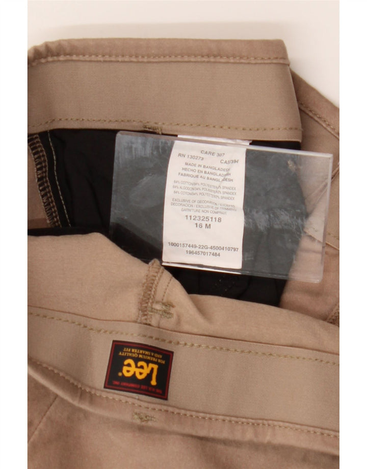 Calça chino feminina LEE reta US 16 XL W36 L30 algodão bege