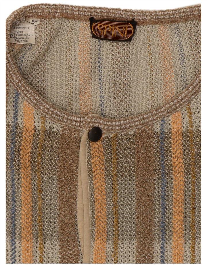 Suéter masculino vintage com decote em botão IT 54 XL algodão xadrez cinza