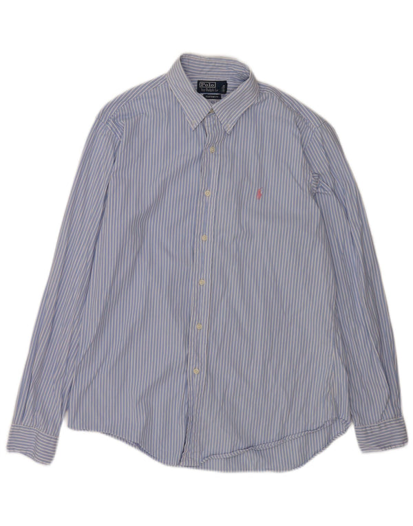 Polo Ralph Lauren Mens Custom Fit Camisa Tamanho 40/41 16 Grande Listra Azul
