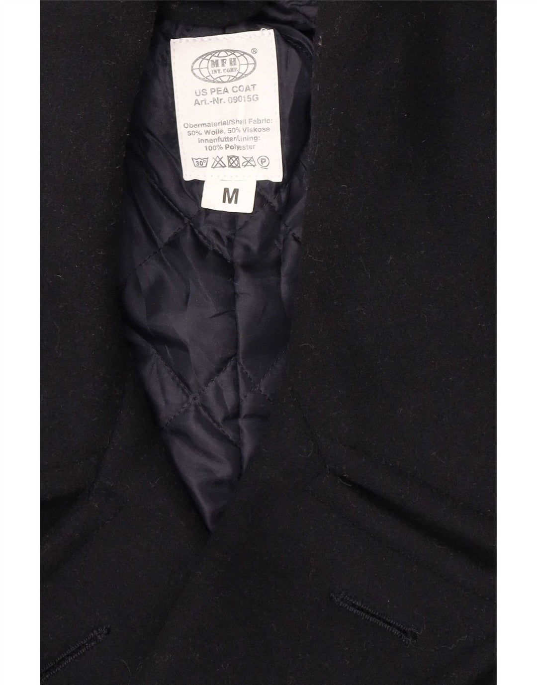 MFH Casaco Pea Masculino UK 38 Lã Azul Marinho Médio