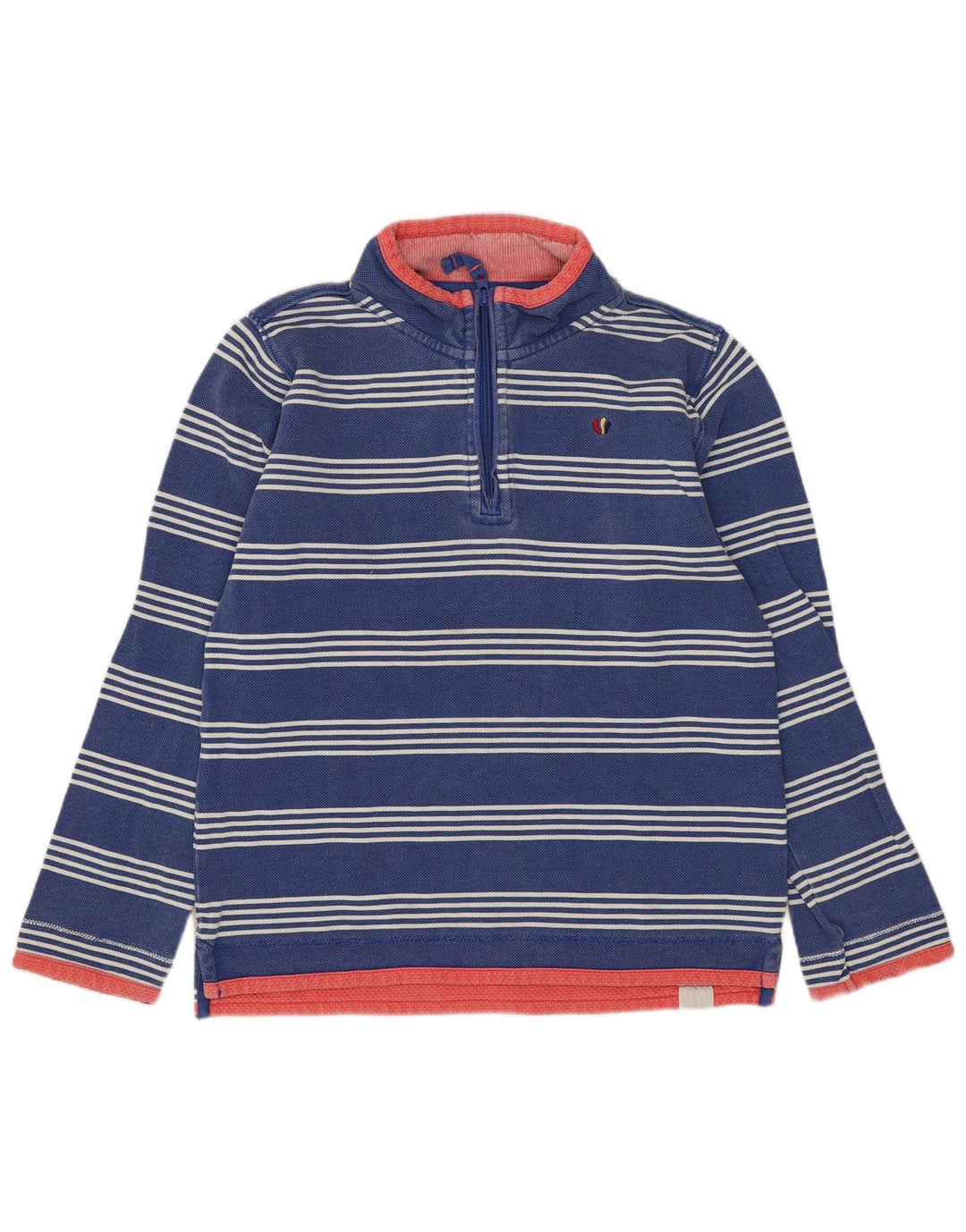 Suéter Fat Face Boys com zíper e pescoço 12-13 anos algodão listrado azul