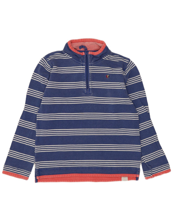 Suéter Fat Face Boys com zíper e pescoço 12-13 anos algodão listrado azul