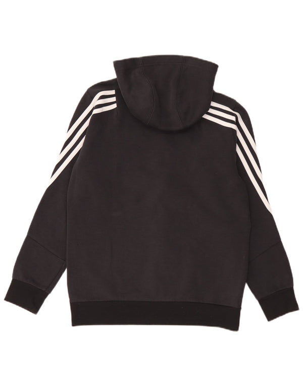 Suéter Adidas Boys Zip com capuz 13-14 anos algodão preto
