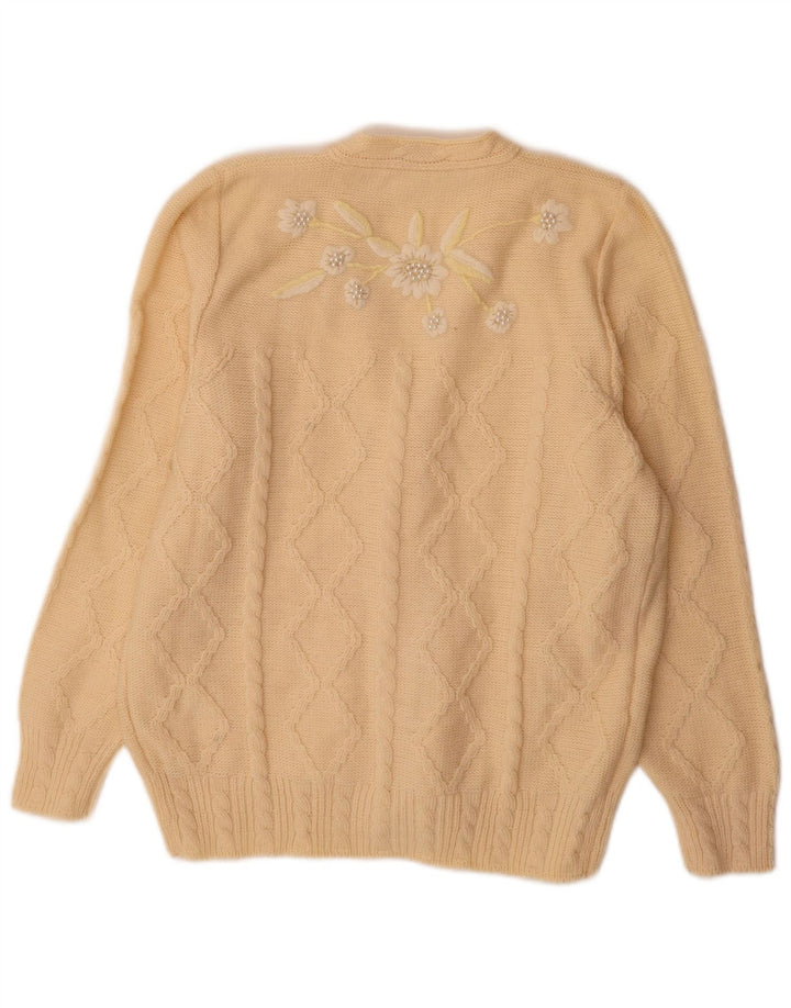 Suéter cardigã feminino Florence UK 14 grande amarelo