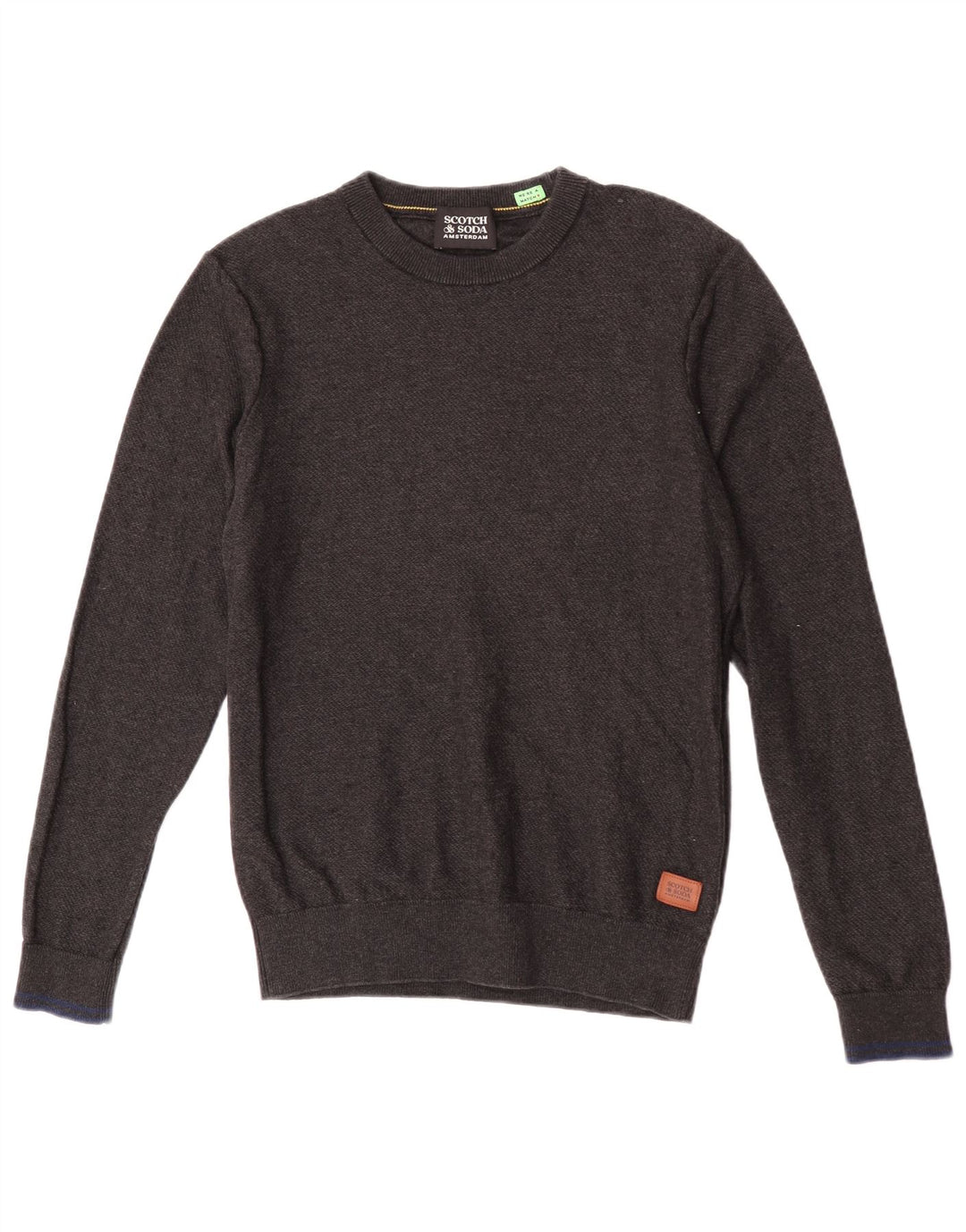 Suéter masculino Scotch & Soda com gola redonda e algodão cinza médio