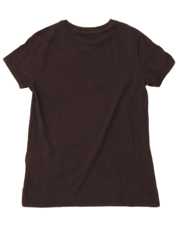 Camiseta feminina gráfica Levi's Top UK 10 pequeno algodão preto