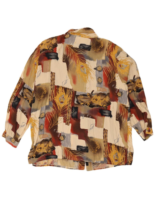 Blusa feminina vintage UK 18 XL multicolorida patchwork viscose