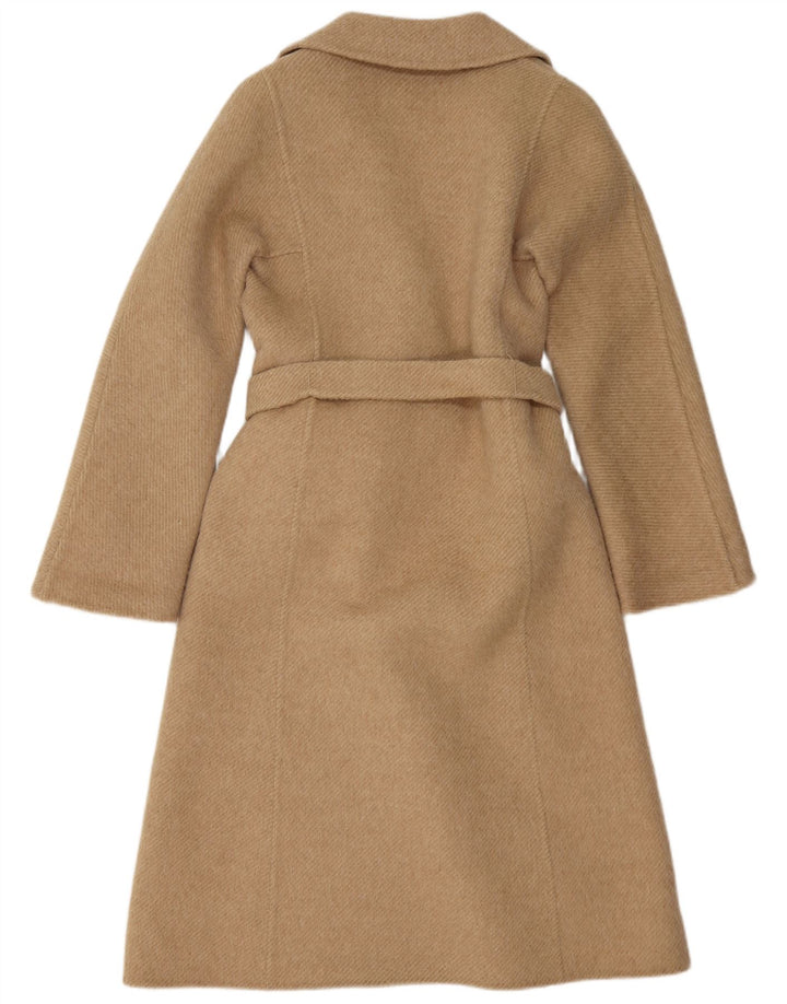 Casaco feminino vintage com peito duplo IT 42 lã de alpaca bege médio