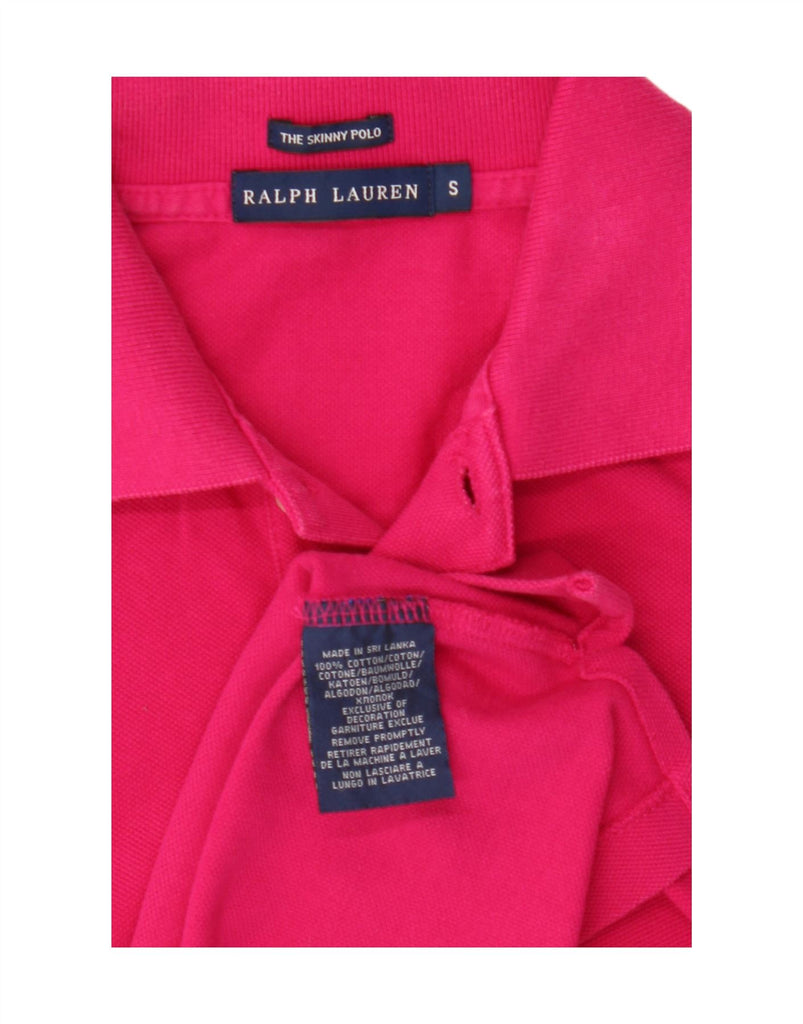 RALPH LAUREN Womens Skinny Polo Shirt UK 10 Small Pink Cotton Vintage Ralph Lauren and Second-Hand Ralph Lauren from Messina Hembry 