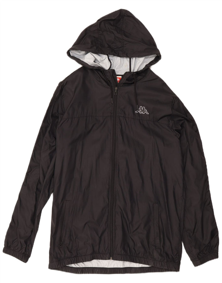 Jaqueta de chuva masculina Kappa com capuz UK 42 XL poliamida preta