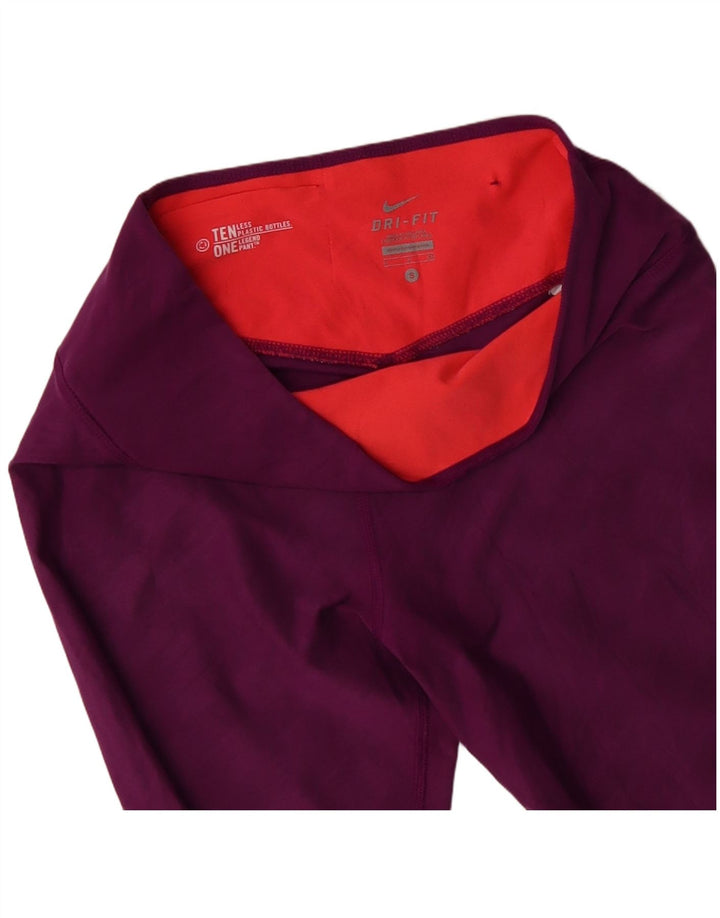 Nike Womens Capri Leggings UK 10 Pequeno Roxo Geométrico Poliéster