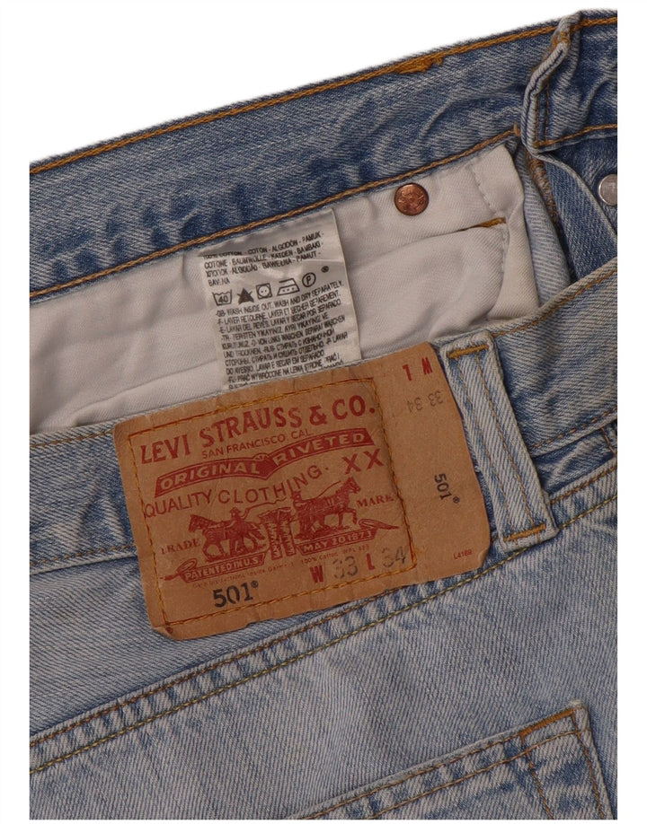 LEVI'S Masculino 501 Straight Jeans W33 L34 Azul Algodão