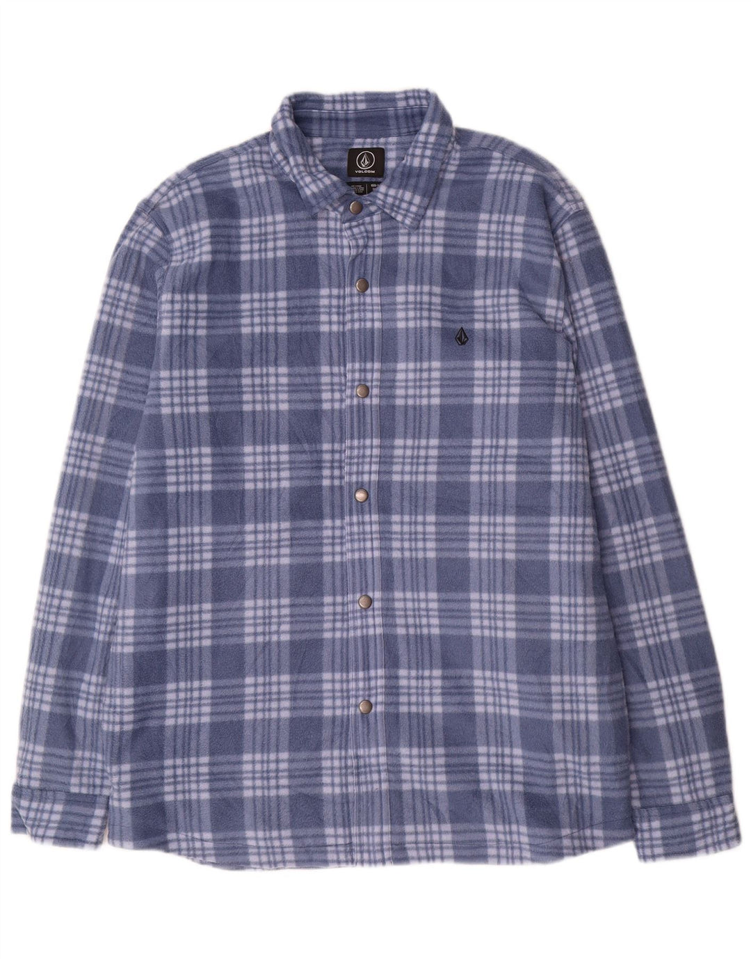 Camisa masculina de lã de lenhador da Volcom XL azul xadrez poliéster