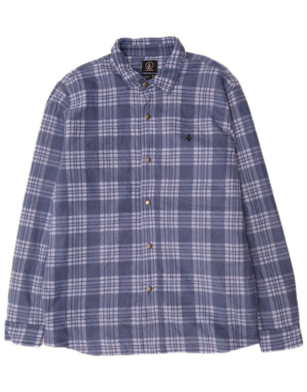 Camisa masculina de lã de lenhador da Volcom XL azul xadrez poliéster