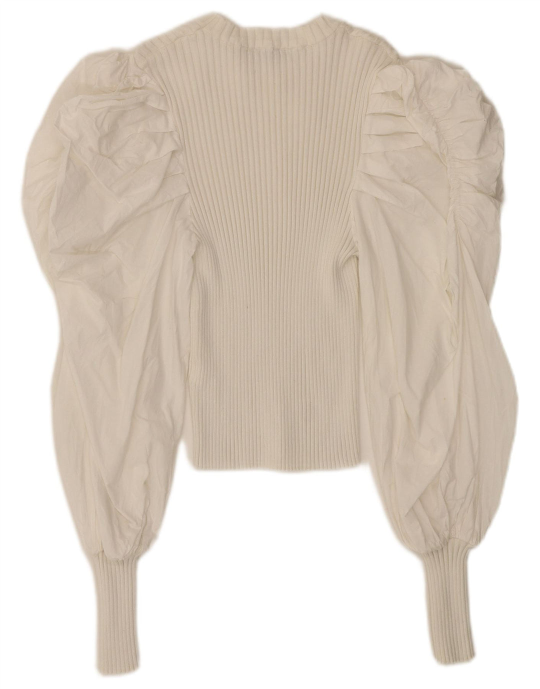 Zara blusa feminina cropped manga comprida top Reino Unido 12 algodão branco médio