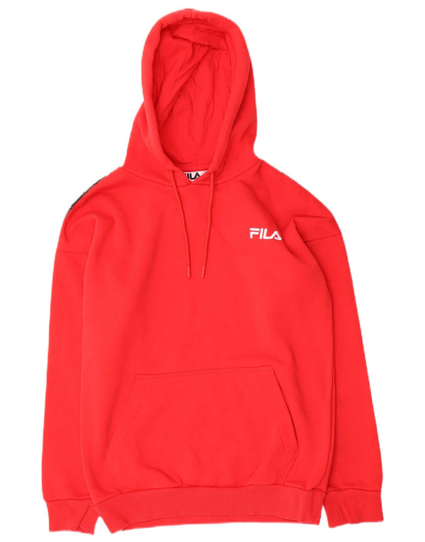 Fila feminino gráfico oversized moletom com capuz UK 2 2XS vermelho colorblock algodão