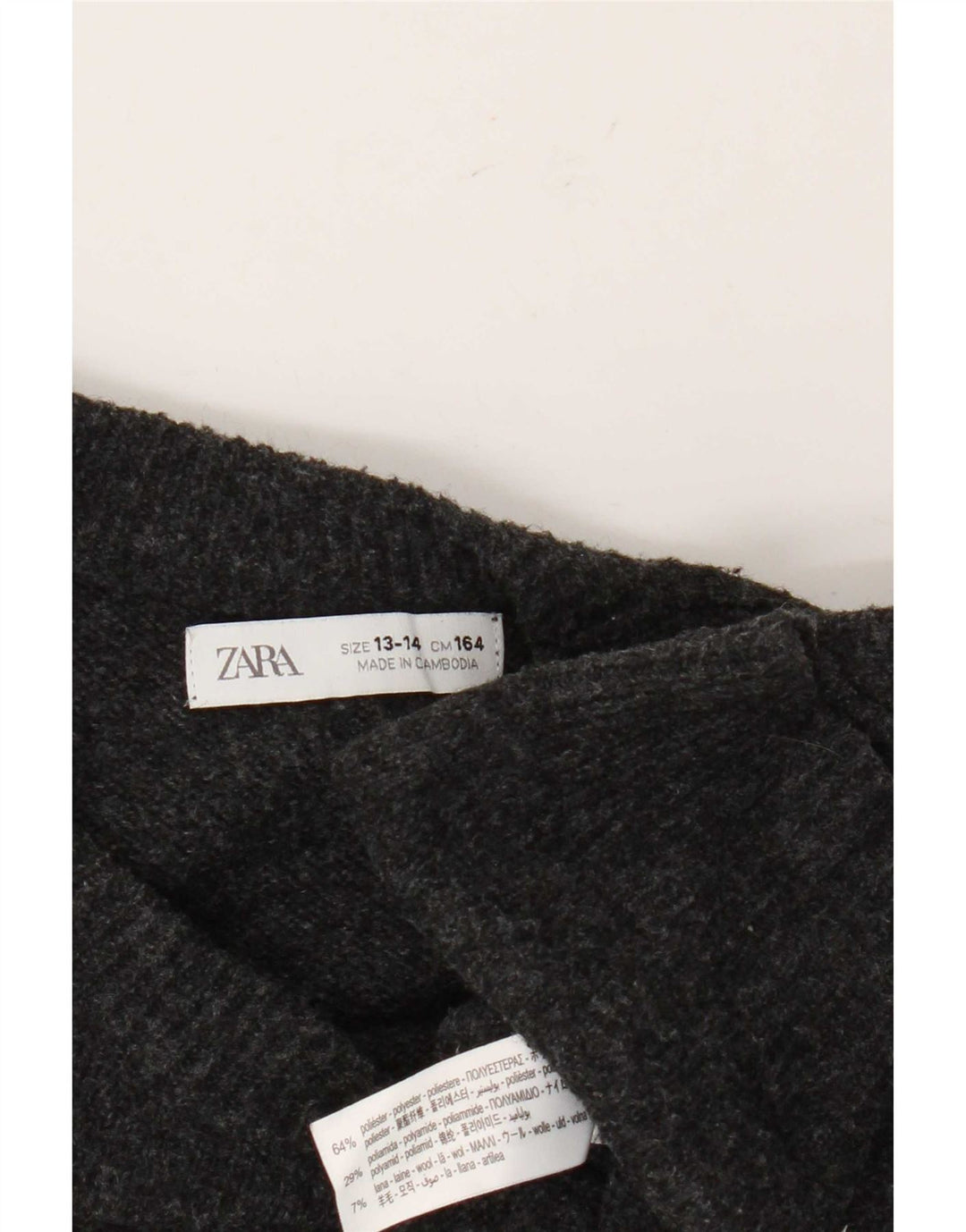 Suéter Zara Boys com gola redonda 13-14 anos cinza poliéster