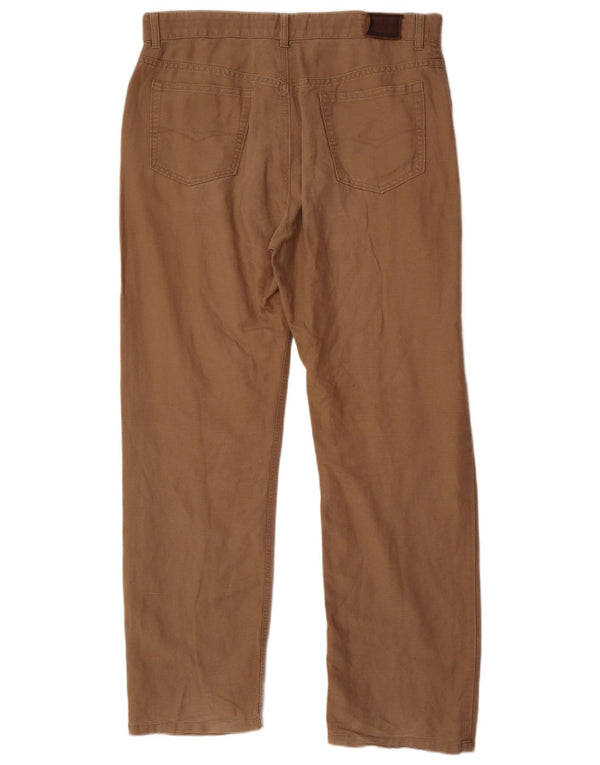 Calça casual reta masculina Marks & Spencer Blue Harbor W36 L31 marrom