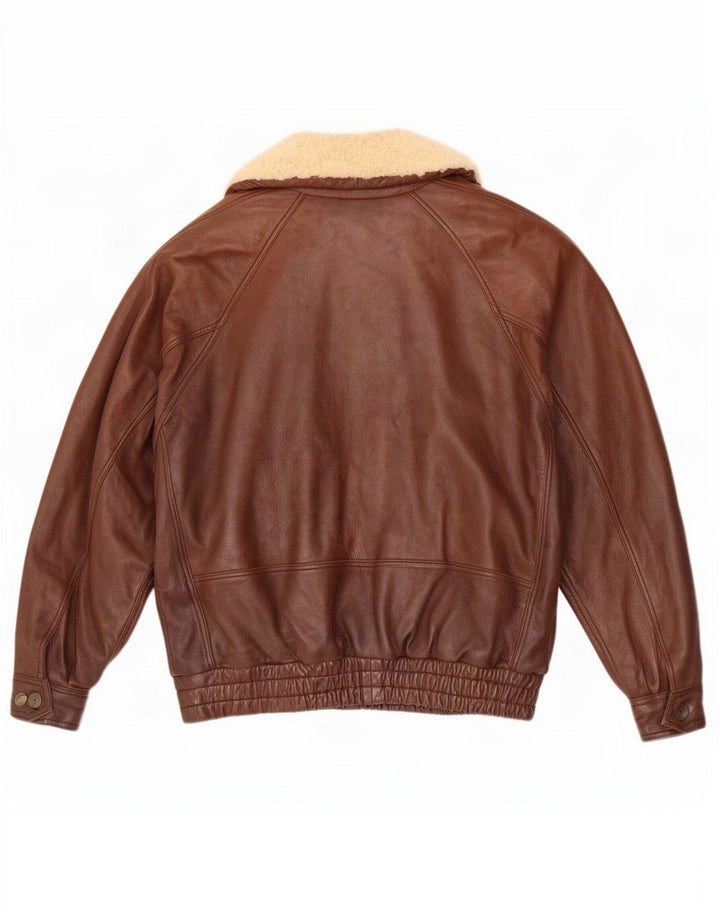 Jaqueta de couro masculina Marcos UK 42 XL marrom