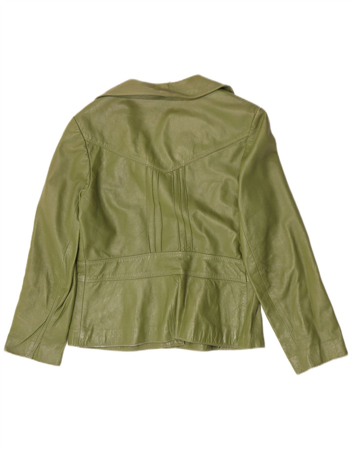 Jaqueta blazer feminina vintage com 4 botões IT 44 couro verde médio
