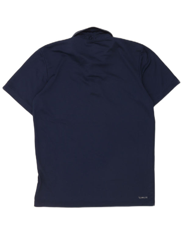 Camisa polo masculina Adidas Climalite pequena azul marinho poliéster