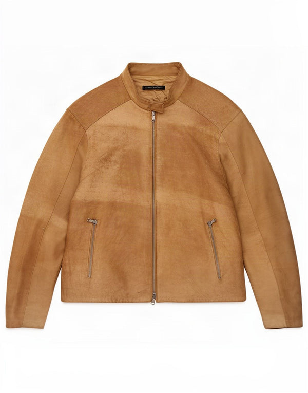Jaqueta masculina vintage de camurça UK 40 couro bege grande