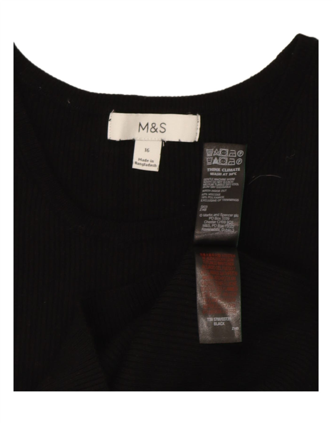 Colete feminino Marks & Spencer UK 16 grande viscose preta