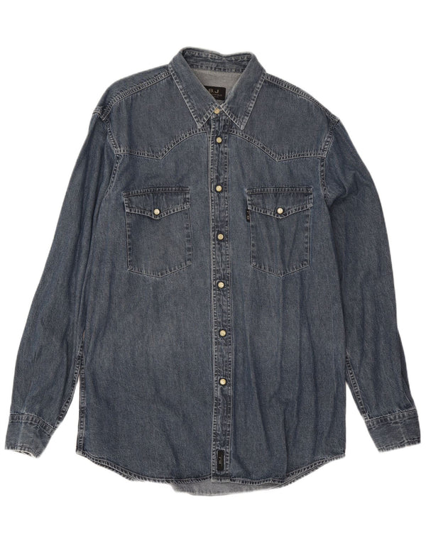 Camisa jeans masculina Brooksfield XL azul algodão