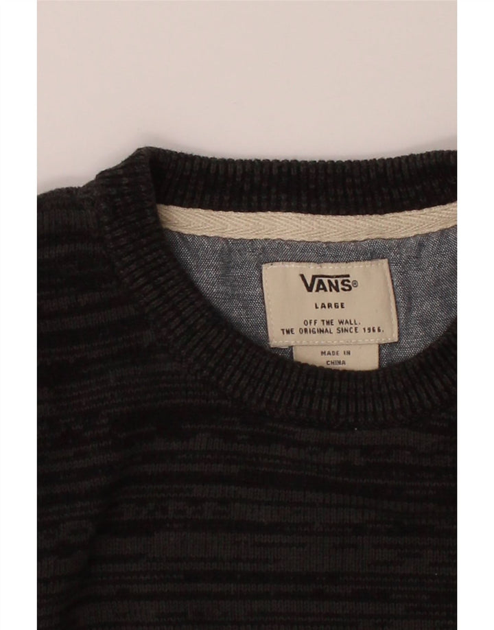 VANS Womens Crew Neck Jumper Sweater UK 14 Large Grey Cotton Vintage Vans and Second-Hand Vans from Messina Hembry 