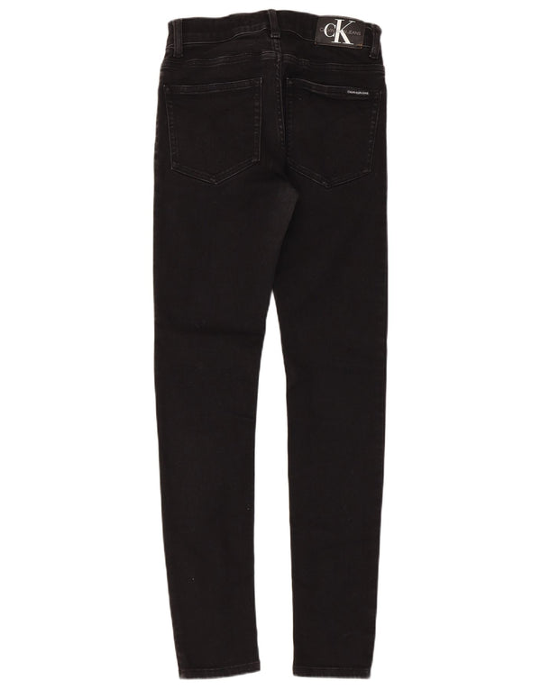 CALVIN KLEIN Meninos Jeans Skinny 13-14 Anos W26 L29 Algodão Preto