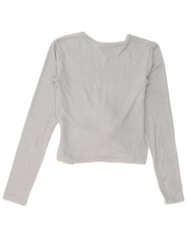Zara Womens Crop Top Manga Longa Reino Unido 10 Pequeno Azul