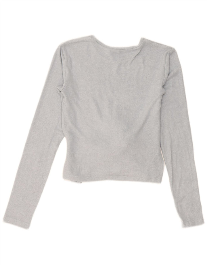 Zara Womens Crop Top Manga Longa Reino Unido 10 Pequeno Azul