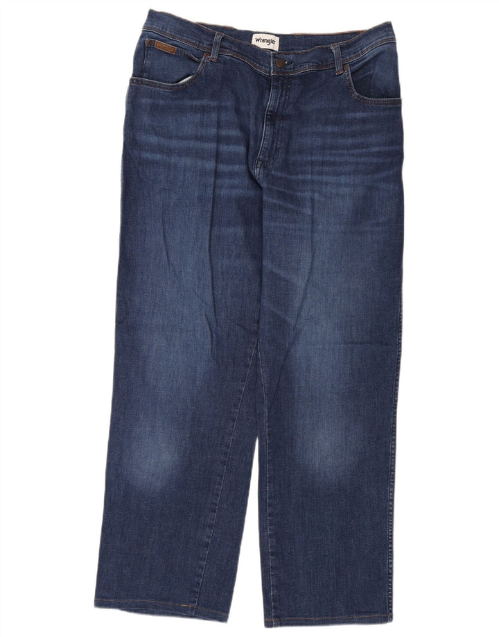 WRANGLER Mens Straight Jeans W42 L30 Blue Cotton