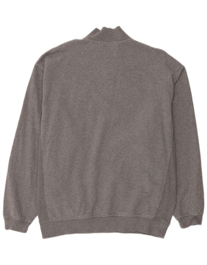 Moletom masculino Nike com zíper e gola alta, moletom grande cinza manchado de algodão